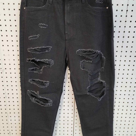 Refuge Denim Women's Classic High Rise Mom Jeans Distressed Black Sz 7 NWT - Picture 2 of 6